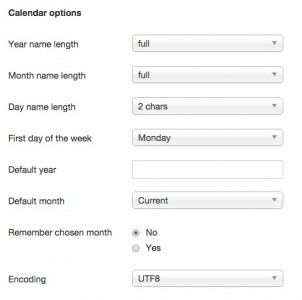 Calendar options
